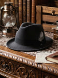 Load image into Gallery viewer, Vintage jazz top hat feather fedora fedora