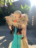 Load image into Gallery viewer, Flower Big Brim Straw Hat Women's Summer Beach Seaside Sun Hat Shade Sun Protection Hat