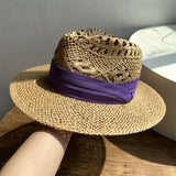 Load image into Gallery viewer, White straw hat women's summer hand-woven Panama jazz straw hat sunshade sunscreen seaside vacation top hat