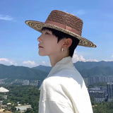 Load image into Gallery viewer, 2026 new hand-woven ethnic style straw hat men's summer seaside beach sun protection hat wide-brimmed sun hat