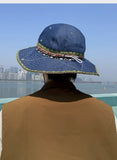 Load image into Gallery viewer, Ethnic style embroidery large brim fisherman's hat men's outdoor travel sunscreen summer visor breathable denim hat thin