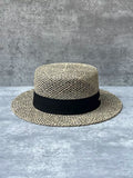 Load image into Gallery viewer, French retro salty grass hollow sun hat men and women seaside vacation travel beach flat top hat elegant straw hat