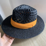 Load image into Gallery viewer, White straw hat women's summer hand-woven Panama jazz straw hat sunshade sunscreen seaside vacation top hat