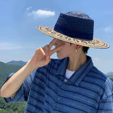 Load image into Gallery viewer, 2026 new hand-woven ethnic style straw hat men's summer seaside beach sun protection hat wide-brimmed sun hat