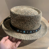 Load image into Gallery viewer, Salt grass ethnic wind curling hat, sun hat, sun protection, foreign style, fashionable summer small hat, breathable, unisex travel