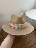 Load image into Gallery viewer, Hat female summer travel beach hat seaside sunshade sun protection wide brim straw hat wide edge British small fragrant wind top hat tide