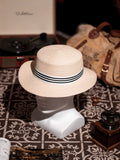 Load image into Gallery viewer, Summer new French retro flat top top hat elegant big brim seaside travel breathable sun hat versatile and comfortable