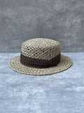 Load image into Gallery viewer, 2025 summer new fashion retro salty grass woven flat top wide brim top hat men's and women's sunshade holiday beach straw hat