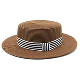 Load image into Gallery viewer, Summer new French retro flat top top hat elegant big brim seaside travel breathable sun hat versatile and comfortable