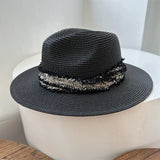 Load image into Gallery viewer, Hat female summer travel beach hat seaside sunshade sun protection wide brim straw hat wide edge British small fragrant wind top hat tide
