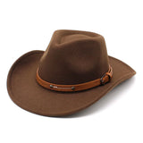 Load image into Gallery viewer, Autumn and winter new retro western cowboy hat men's and women's big eaves hat felt hat riding hat dance performance belt accessories