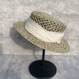 Load image into Gallery viewer, French vacation straw hat women's salty straw woven concave top top hat summer sun protection visor retro versatile casual beach hat