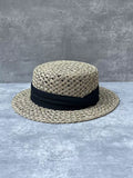 Load image into Gallery viewer, 2025 summer new fashion retro salty grass woven flat top wide brim top hat men's and women's sunshade holiday beach straw hat