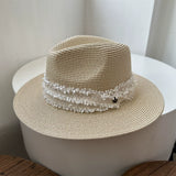 Load image into Gallery viewer, Hat female summer travel beach hat seaside sunshade sun protection wide brim straw hat wide edge British small fragrant wind top hat tide