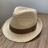 Load image into Gallery viewer, Lafite top hat British style fashion retro coffee color ribbon curled jazz hat female casual couple hat male summer