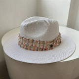 Load image into Gallery viewer, Hat female summer travel beach hat seaside sunshade sun protection wide brim straw hat wide edge British small fragrant wind top hat tide