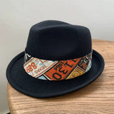 Load image into Gallery viewer, Autumn and winter British retro wool top hat men's and women's printed jazz hat casual French crimped gentleman's hat felt hat tide