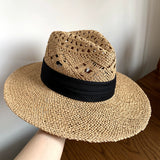 Load image into Gallery viewer, Summer ins Internet celebrity vacation beach travel wide brim straw hat hollow white elegant top hat sunshade sunscreen hat