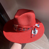 Load image into Gallery viewer, 大红色帽子女夏遮阳帽女防晒洋气小马英伦时尚礼帽百搭太阳帽草帽
