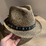 Load image into Gallery viewer, Salt grass ethnic wind curling hat, sun hat, sun protection, foreign style, fashionable summer small hat, breathable, unisex travel
