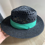 Load image into Gallery viewer, White straw hat women's summer hand-woven Panama jazz straw hat sunshade sunscreen seaside vacation top hat