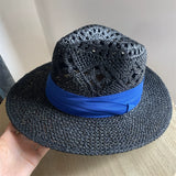 Load image into Gallery viewer, White straw hat women's summer hand-woven Panama jazz straw hat sunshade sunscreen seaside vacation top hat