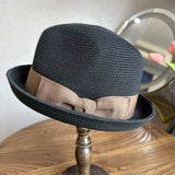 Load image into Gallery viewer, 2025 summer new French retro top hat men's concave shape curled top hat sunshade sunscreen beach hat travel trend