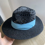 Load image into Gallery viewer, White straw hat women's summer hand-woven Panama jazz straw hat sunshade sunscreen seaside vacation top hat