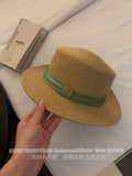 Load image into Gallery viewer, Hepburn French flat-top straw hat children's seaside vacation sunshade sunscreen hat big head circumference