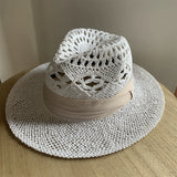 Load image into Gallery viewer, White straw hat women's summer hand-woven Panama jazz straw hat sunshade sunscreen seaside vacation top hat