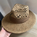 Load image into Gallery viewer, White straw hat women's summer hand-woven Panama jazz straw hat sunshade sunscreen seaside vacation top hat