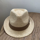 Load image into Gallery viewer, Lafite top hat British style fashion retro coffee color ribbon curled jazz hat female casual couple hat male summer