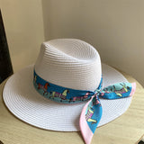 Load image into Gallery viewer, Hat summer white pony vacation beach hat wide edge sun shade top hat panama straw hat cowgirl hat