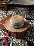 Load image into Gallery viewer, Summer new high-quality retro straw hat ethnic style fashion flat top top hat outdoor vacation photo casual men