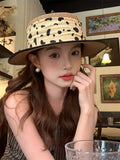 Load image into Gallery viewer, Polka dot webbing flat top straw hat women's summer seaside beach sunscreen sunshade elegant top hat