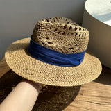 Load image into Gallery viewer, White straw hat women's summer hand-woven Panama jazz straw hat sunshade sunscreen seaside vacation top hat