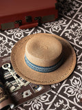 Load image into Gallery viewer, Summer new bohemian ethnic style versatile flat top hat straw hat hollow design sunshade vacation photo