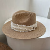 Load image into Gallery viewer, Hat female summer travel beach hat seaside sunshade sun protection wide brim straw hat wide edge British small fragrant wind top hat tide