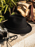 Load image into Gallery viewer, New British style black woolen top hat unisex gold buckle retro versatile flat top jazz hat