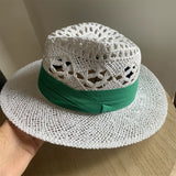 Load image into Gallery viewer, White straw hat women's summer hand-woven Panama jazz straw hat sunshade sunscreen seaside vacation top hat