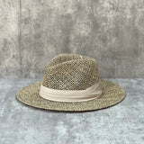 Load image into Gallery viewer, Internet celebrity hollow flat brim panama straw hat female photo vacation seaside beach travel cowboy straw hat