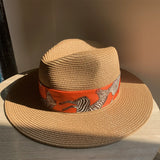 Load image into Gallery viewer, White Straw Hat Female Panama Seaside Sunshade Sunscreen Flat Top Holiday Hat Jazz Top Hat Tide ins Summer