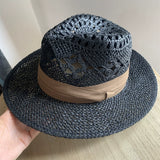 Load image into Gallery viewer, White straw hat women's summer hand-woven Panama jazz straw hat sunshade sunscreen seaside vacation top hat