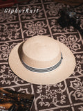Load image into Gallery viewer, Summer new French retro flat top top hat elegant big brim seaside travel breathable sun hat versatile and comfortable