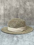 Load image into Gallery viewer, Internet celebrity hollow flat brim panama straw hat female photo vacation seaside beach travel cowboy straw hat