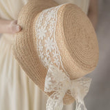 Load image into Gallery viewer, Straw hat Japanese irregular lace art selection expensive raffia adjustable Korean version beach straw sun hat
