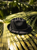 Load image into Gallery viewer, New British style black woolen top hat unisex gold buckle retro versatile flat top jazz hat