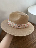Load image into Gallery viewer, Hat female summer travel beach hat seaside sunshade sun protection wide brim straw hat wide edge British small fragrant wind top hat tide