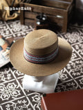 Load image into Gallery viewer, Summer new high-quality retro straw hat ethnic style fashion flat top top hat outdoor vacation photo casual men