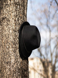 Load image into Gallery viewer, New British style black woolen top hat unisex gold buckle retro versatile flat top jazz hat